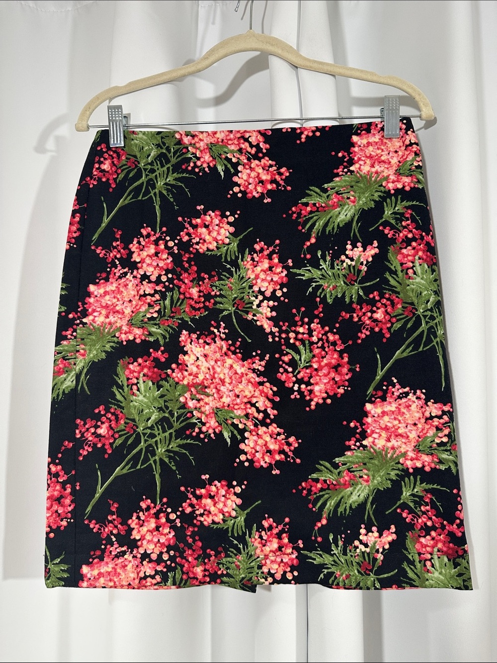 Talbots Pink Floral Pencil Skirt Size 4 Petite Cotton Stretch Botanical